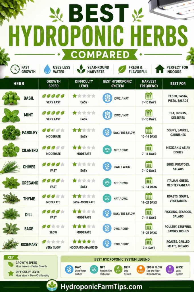 Best Hydroponic herbs growth comparison guide