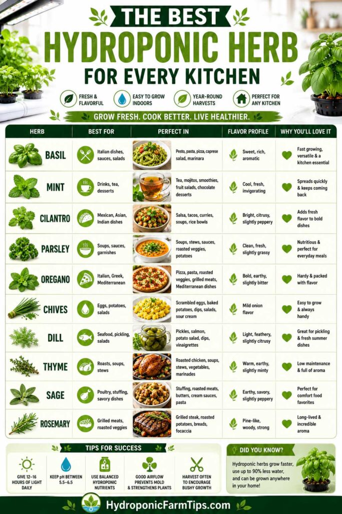 Hydroponic herb growing guide chart