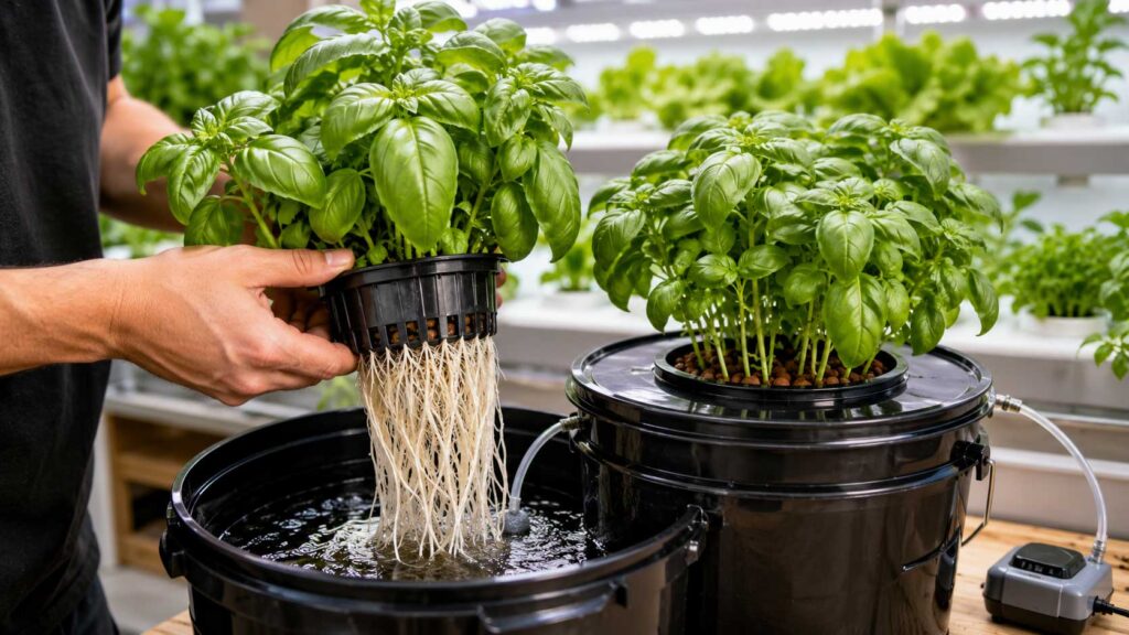 how to replant hydroponic basil