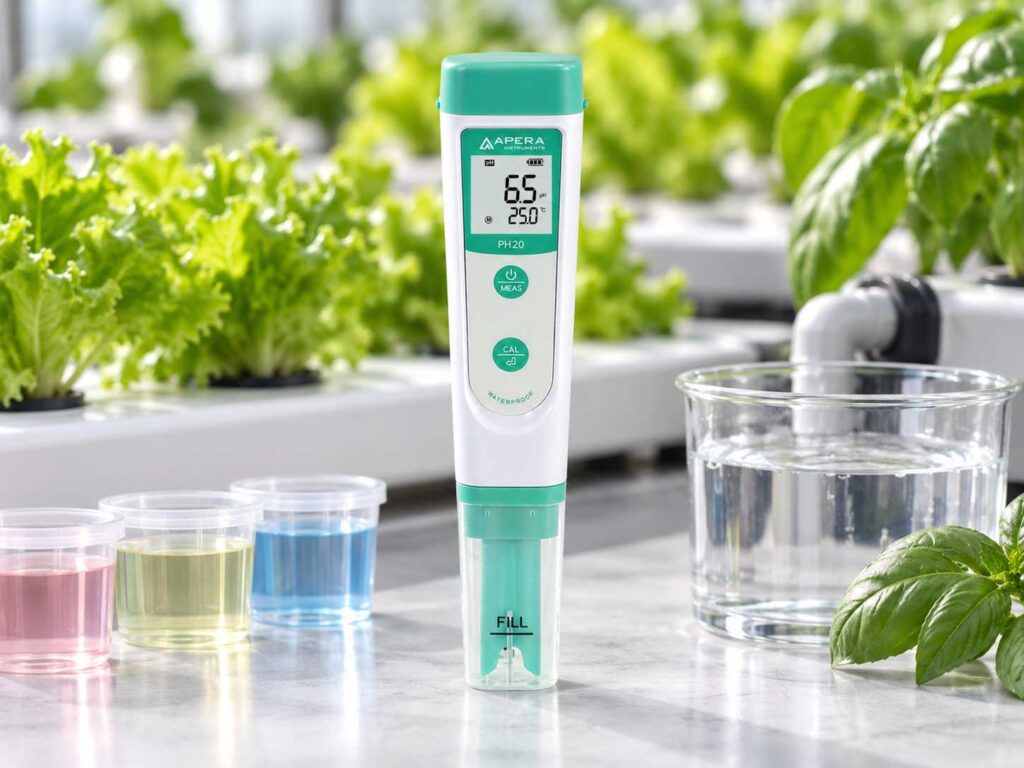 Apera Instruments PH20 Hydroponic pH Testing Setup