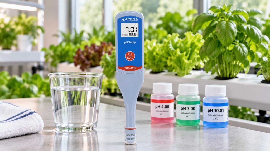 Apera pH Meter in Hydroponic Garden