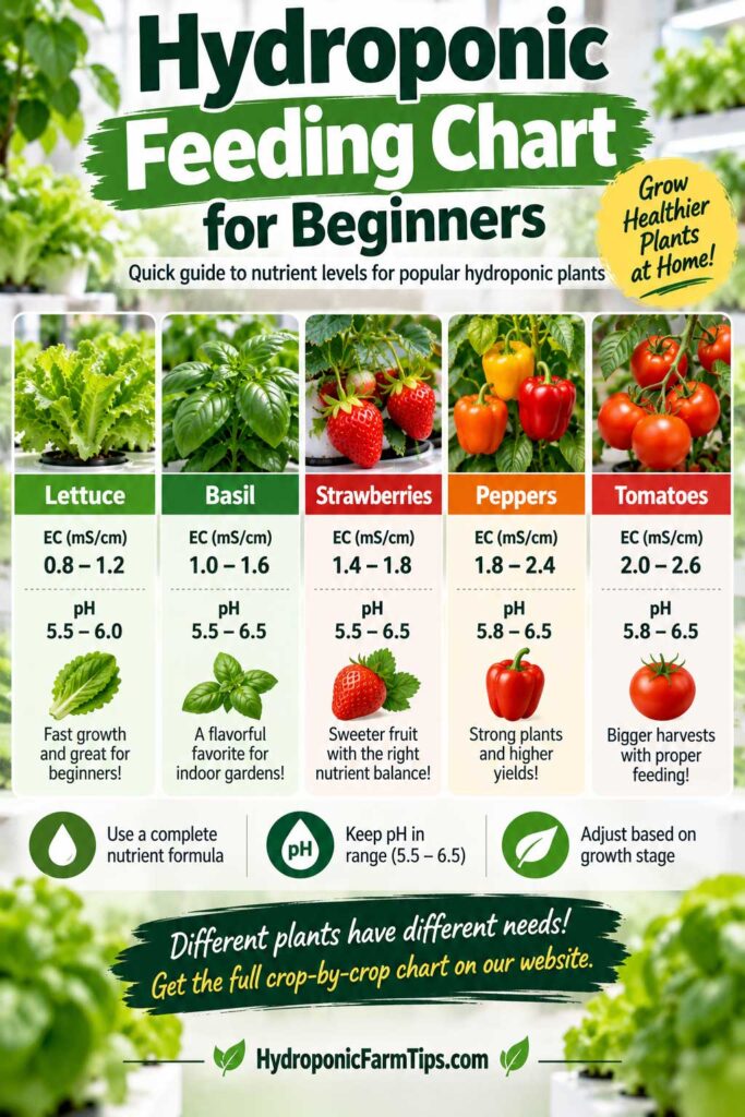 Beginner Hydroponic Feeding Chart for beginners
