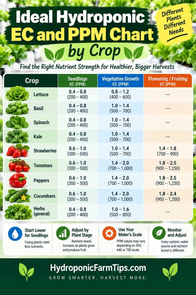 Hydroponic EC and PPM Chart