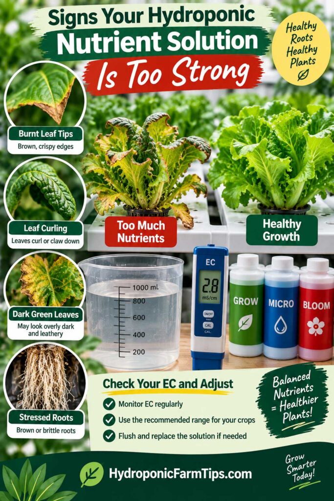 Hydroponic Nutrient Burn Signs Infographic