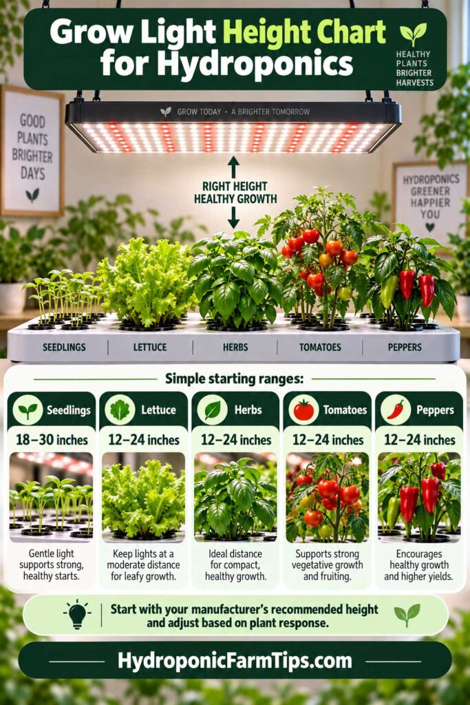 Recommended Grow Light Distance by Crop
