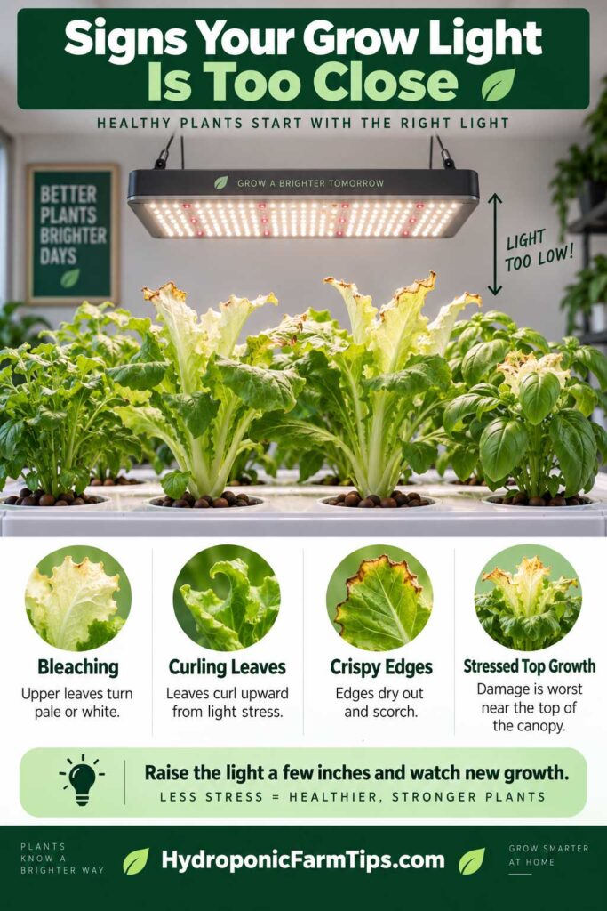 Signs Your Grow Light Is Too Close to Hydroponic Plants